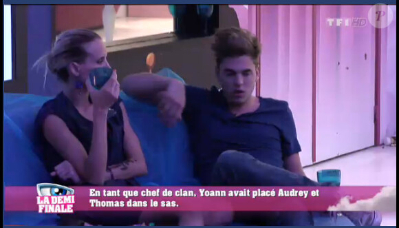 Yoann et Audrey dans la quotidienne de Secret Story 6 sur TF1 le lundi 27 août 2012