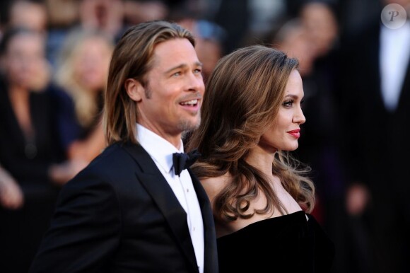 Brad Pitt et Angelina Jolie le 26 février 2012 lors des Oscars