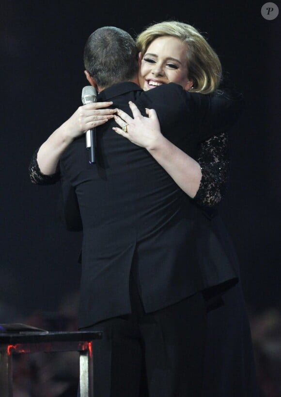 Adele durant les Brit Awards à Londres, le 21 février 2012.