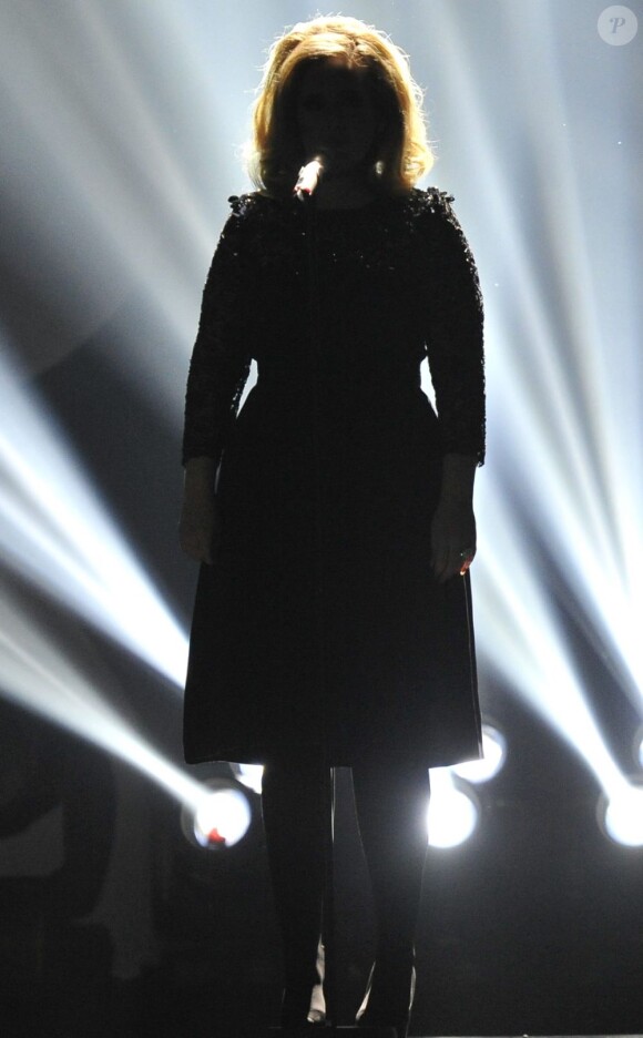 Adele durant les Brit Awards à Londres, le 21 février 2012. L'artiste est très secrète... Se serait-elle mariée ?