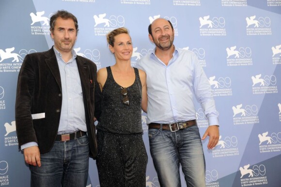 Xavier Giannoli, Cécile de France et Kad Merad lors du photocall du film Superstar lors de la Mostra de Venise le 30 août 2012