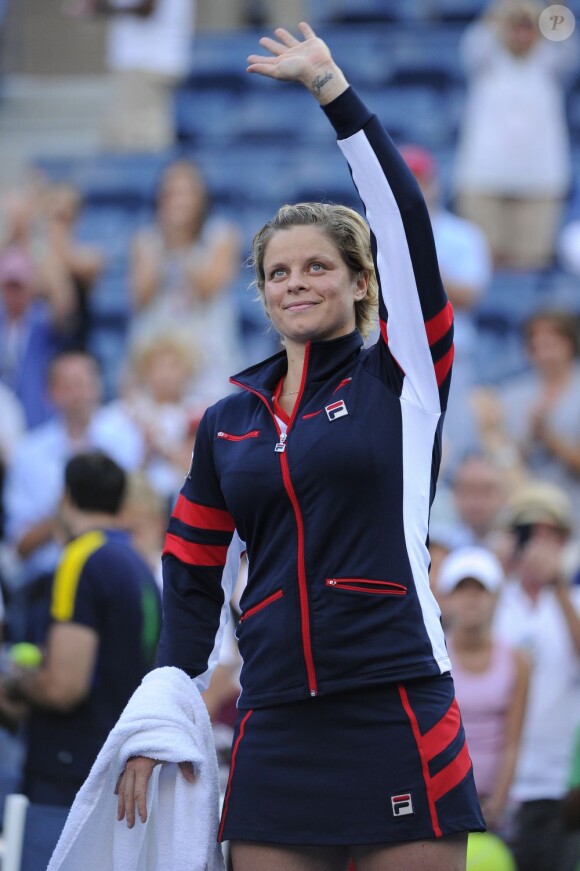 Kim Clijsters a reçu une belle ovation de la part du public new yorkais après sa défaite au second tour de l'US Open le 29 août 2012 à New York, synonyme de fin de carrière