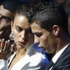 Cristiano Ronaldo et sa compagne Irina Shayk à Monaco le 30 août 2012 lors du tirage au sort des poules de la Ligue des Champions et la remise du trophée du meilleur joueur européen