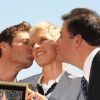 Ellen DeGeneres reçoit son étoile sur le Walk of Fame à Hollywood aux côtés de Ryan Seacrest et Jimmy Kimmel, le 4 septembre 2012