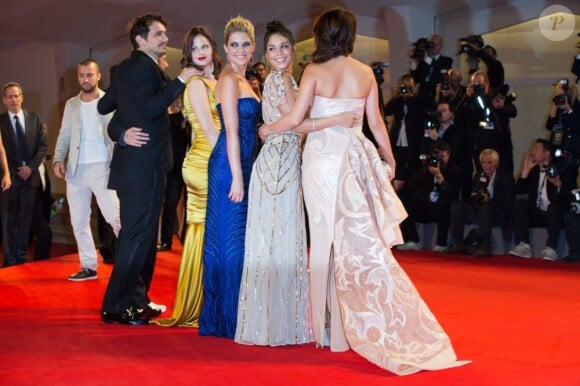 James Franco, Rachel Korine, Ashley Benson, Vanessa Hudgens et Selena Gomez lors de la présentation de Spring Breakers à la Mostra de Venise, le 5 septembre 2012.