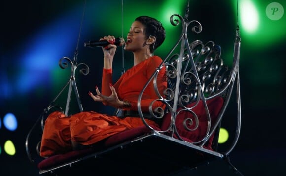 Rihanna lors de la cérémonie de clôture des Jeux paralympiques à Londres le 9 septembre 2012.