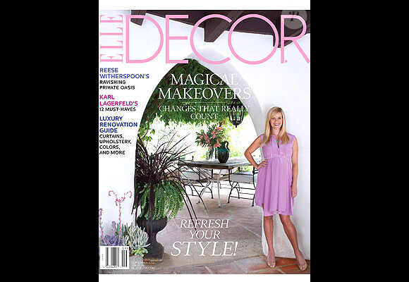Reese Witherspoon en couverture de Elle Decor, juillet 2012.