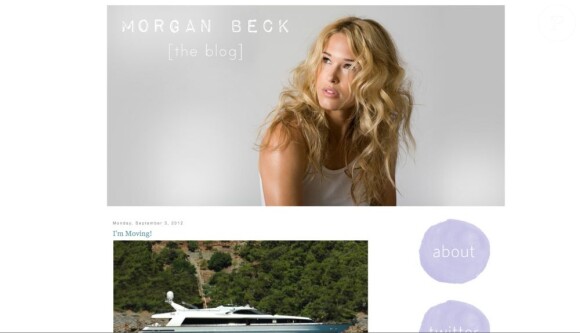 Capture d'écran du blog de la beach-volleyeuse et mannequin Morgan Beck, fiancée avec le skieur Bode Miller.