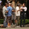 Bradley Cooper avec Ed Helms Jamie Chung, et Gillian Vigman sur le tournage de Very Bad Trip 3 en septembre 2012