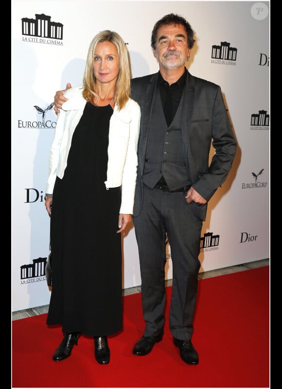 Olivier Marchal et son épouse Catherine lors de la soirée d'inauguration de la Cite du Cinéma à Saint Denis le 21 septembre 2012