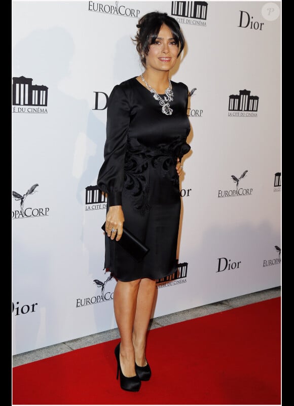 Salma Hayek lors de la soirée d'inauguration de la Cite du Cinéma à Saint Denis le 21 septembre 2012