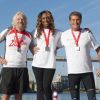 Richard Branson, Alexandra Burke et David Hasselhoff participent au Virgin Active Triathlon, à Londres, le samedi 22 septembre 2012.