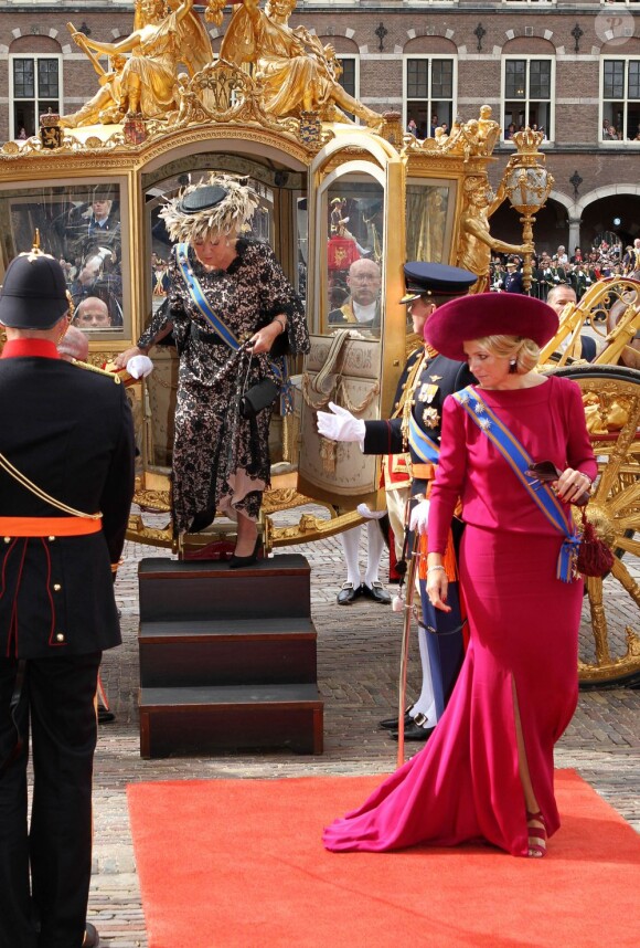 L'arrivée de la reine Beatrix au Binnenhof... La famille royale des Pays-Bas le 18 septembre 2012 lors du Prinsjesdag, jour annuel d'inauguration solennelle de la nouvelle année parlementaire.