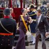 L'arrivée au Binnenhof du prince Constantijn et de la princesse Laurentien. La famille royale des Pays-Bas le 18 septembre 2012 lors du Prinsjesdag, jour annuel d'inauguration solennelle de la nouvelle année parlementaire.
