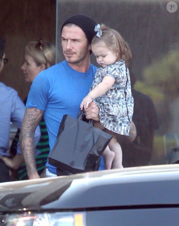 David Beckham et sa petite fille Harper aux joues rebondies dans les rues de Los Angeles, le 25 septembre 2012