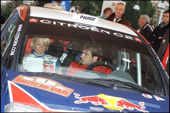 Sébastien Loeb et sa femme Sévernie lors du Rallye du Var le 27 novembre 2008 à Sainte-Maxime