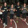 Mary Wittenberg, Jared Fogle, Whitney Phelps, Michael Phelps et Hilary Phelps lors du Subway Official Training Restaurant of the Phelps Family au Sport Center situé au Chelsea Piers de New York le 15 octobre 2012