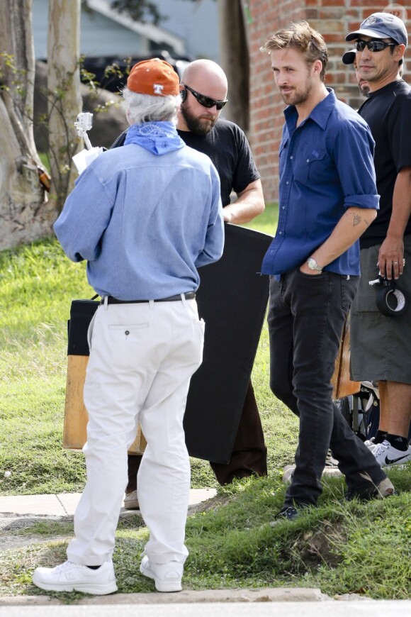 Ryan Gosling et Cate Blanchett tournent le film encore sans titre de Terrence Malick, à Austin, Texas, le 20 octobre 2012.