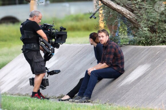 Ryan Gosling et Rooney Mara sur le plateau du film encore sans titre de Terrence Malick, à Austin, Texas. Septembre 2012.