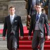Les princes Sébastien et Félix du Luxembourg sortant de la cathédrale Notre-Dame où le prince Guillaume et Stéphanie de Lannoy viennent de se marier, le 20 octobre 2012.