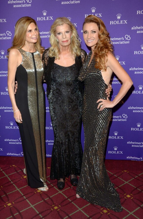 Robin Meltzer, Princess Yasmin Aga Khan et Jane Seymour à la soirée de gala Rita Hayworth pour lutter contre Alzheimer à New York, le 23 octobre 2012.