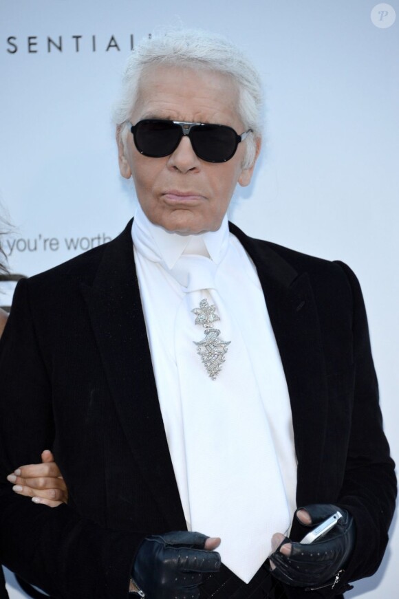 Karl Lagerfeld au Festival de Cannes le 24 mai 2012.