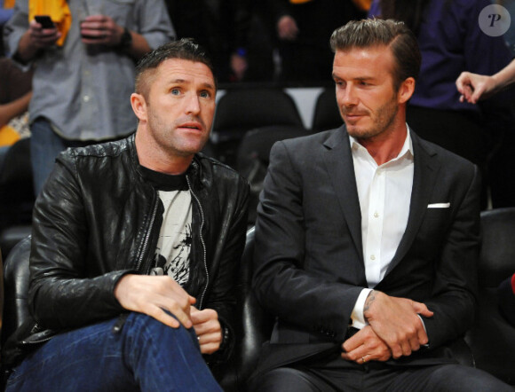 David Beckham et Robbie Keane assistent à un match de basket des Lakers, à Los Angeles, le 30 octobre 2012