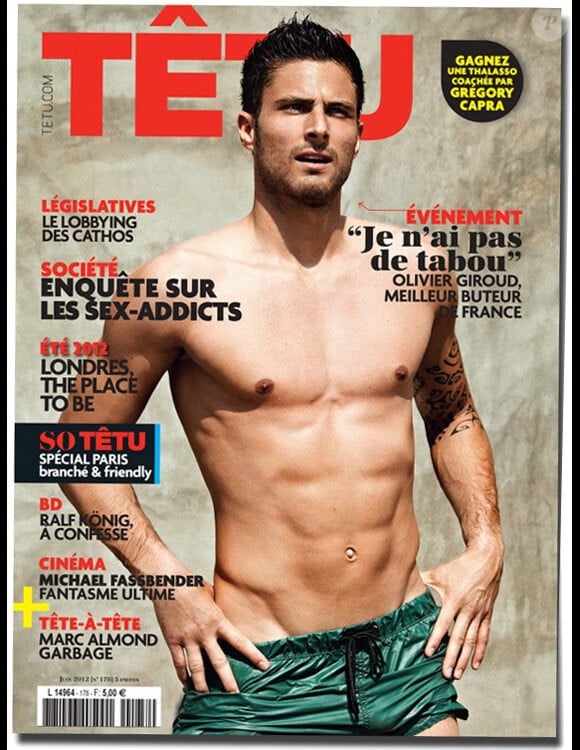 Olivier Giroud en couverture du Magazine Têtu.