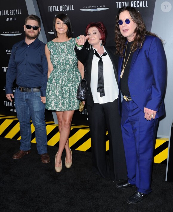 Jack Osbourne, Lisa Stelly, Sharon Osbourne, Ozzy Osbourne à la première de Total Recall à Los Angeles, le 1er août 2012.