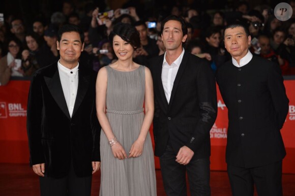 Zhang Guo Li, Xu Fan, Adrien Brody et Feng Xiaogang lors du Festival international du film de Rome, le 11 novembre 2012.