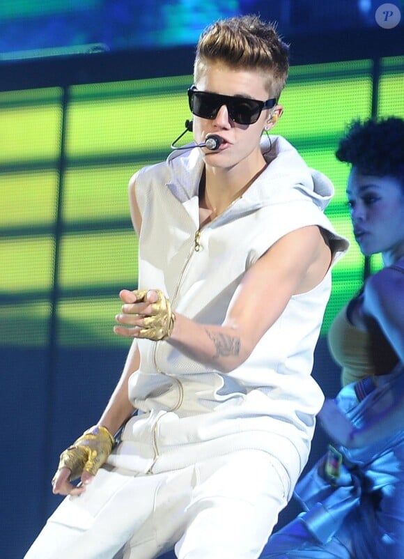 Justin Bieber en concert à l'Izod Center à New York. Le 9 novembre 2012.