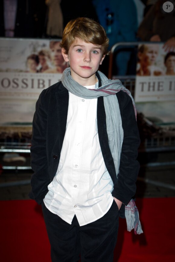 L'un des trois enfants du couple, l'acteur Samuel Joslin lors de l'avant-première britannique de The Impossible au BFI Imax de Londres, le 19 novembre 2012.