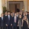 La princesse Letizia d'Espagne, très élégante dans une robe noire jouant la transparence, accompagnait le prince Felipe lors de la remise du 29e Prix de Journalisme Francisco Cerecedo au Canadien Michael Ignatieff, le 20 novembre 2012, au Ritz de Madrid.