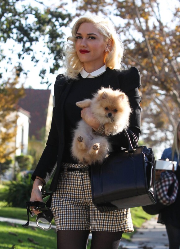 Gwen Stefani, radieuse à son arrivée chez ses parents pour célébrer Thanksgiving. Los Angeles, le 22 novembre 2012.