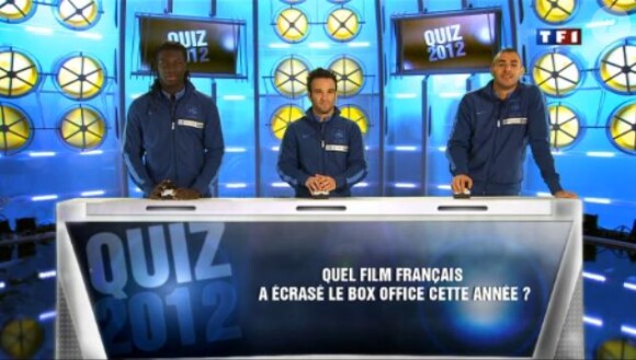 Bafétimbi Gomis, Mathieu Valbuena, Karim Benzema et les joueurs de l'équipe de France ont répondu à un quiz au cours de l'émission de TF1 Téléfoot diffusée le 25 novembre 2012 avec plus ou moins de succès