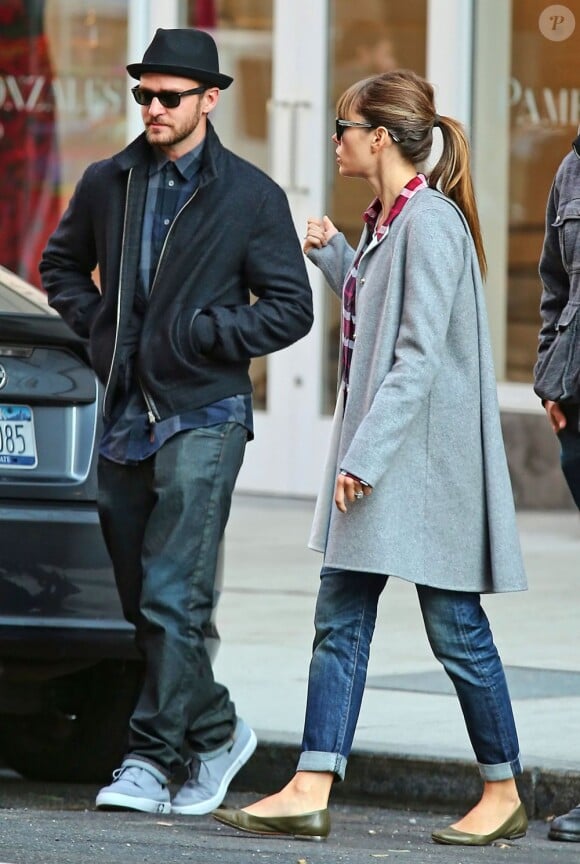 Jessica Biel et Justin Timberlake, jeunes mariés, se rendent au cinéma à New York, le 11 novembre 2012.
