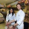 Romain Grojean et Marion Jollès lors de la soirée La Toque et les Sportifs qui se tenait à l'Hostellerie des Gorges de Pennafort le 4 décembre 2012 au profit des Restos du Coeur