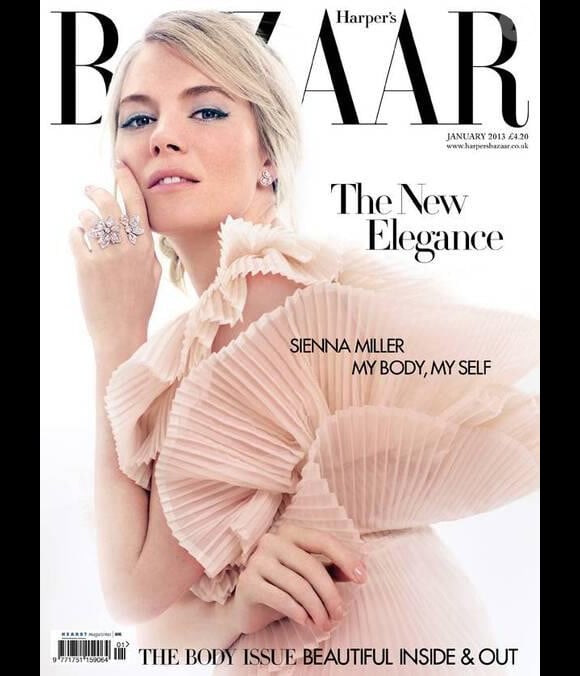 Sienna Miller en couverture du magazine Harper's Bazaar UK pour le mois de janvier 2013.