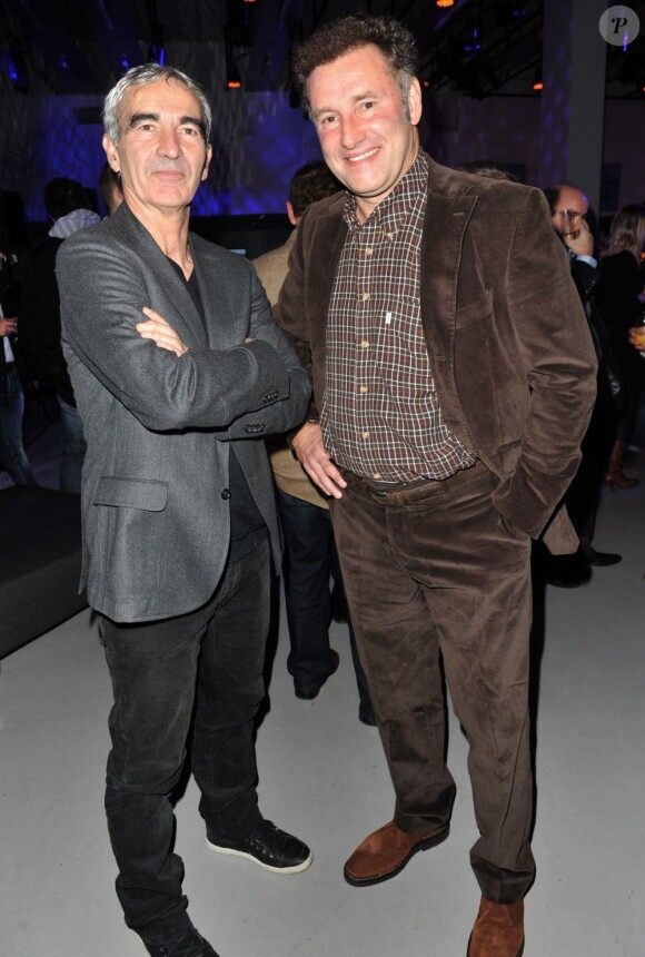 EXCLU - Raymond Domenech et Pierre Sled lors du cinquième anniversaire de la chaine MCS (Ma Chaine Sport) à la Gaîté Lyrique à Paris le 17 Décembre 2012
