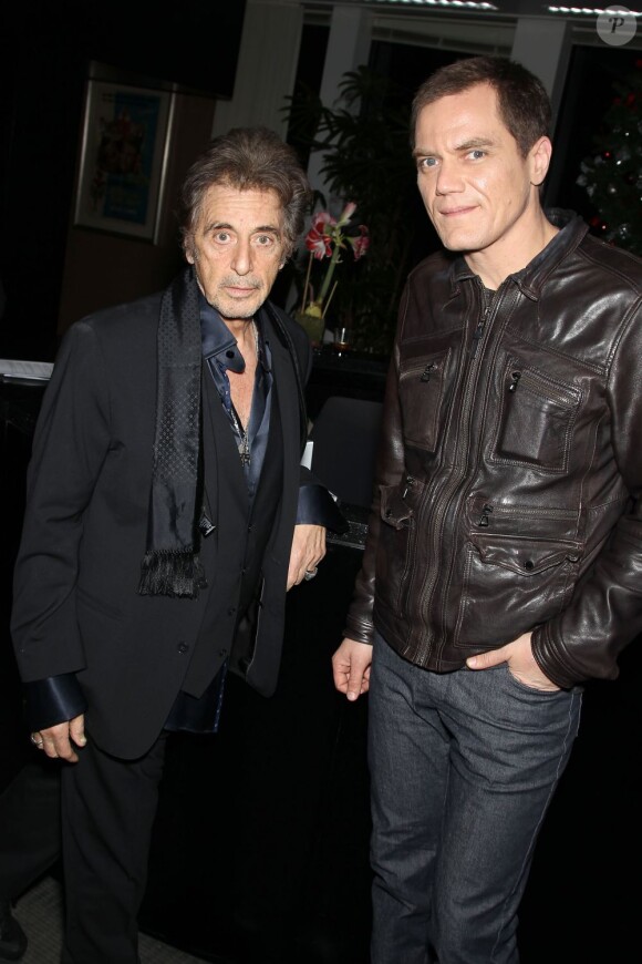 Al Pacino convie Michael Shannon à la projection spéciale de Zero Dark Thirty organisée par l'acteur en l'honneur de Jessica Chastain, à New York, le 17 décembre 2012.