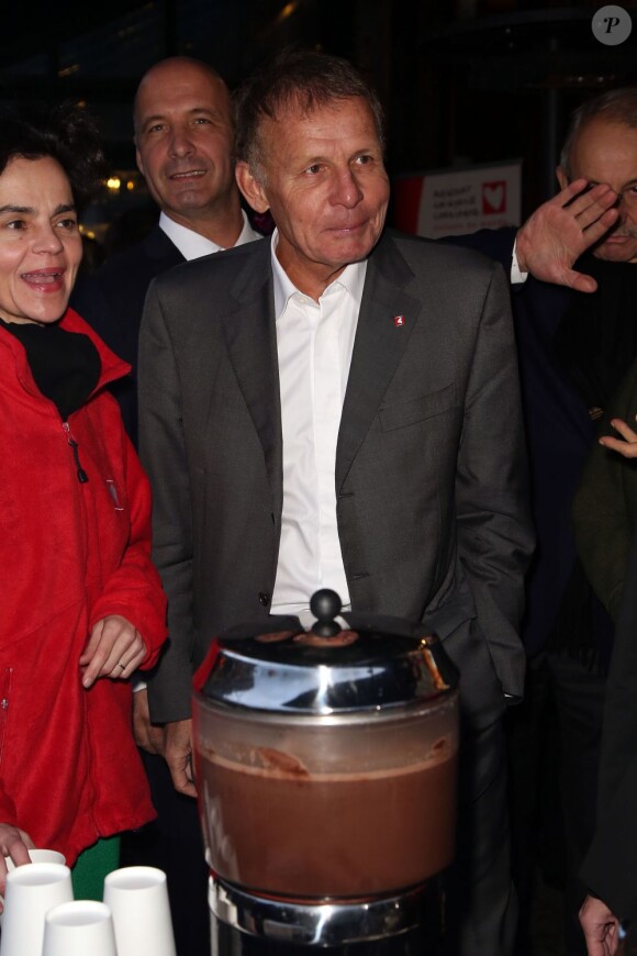 Inès de la Fressange et PPDA parrains de l'opération Goûters de coeur au profit de Mécénat chirurgie cardiaque. Le 18 décembre 2012 au Café de la Paix à Paris