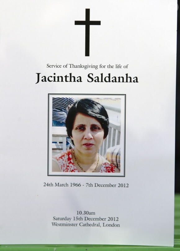 Messe funèbre en l'honneur de Jacintha Saldanha à la cathédrale Westminster. Londres, le 15 décembre 2012.