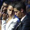 Cristiano Ronaldo et sa compagne Irina Shayk à Monaco le 30 août 2012 lors du tirage au sort des poules de la Ligue des Champions et la remise du trophée du meilleur joueur européen