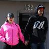 Amber Rose, très enceinte, et son fiancé Wiz Khalifa dans les rues de Beverly Hills après un cours pré-natal, le 18 décembre 2012.