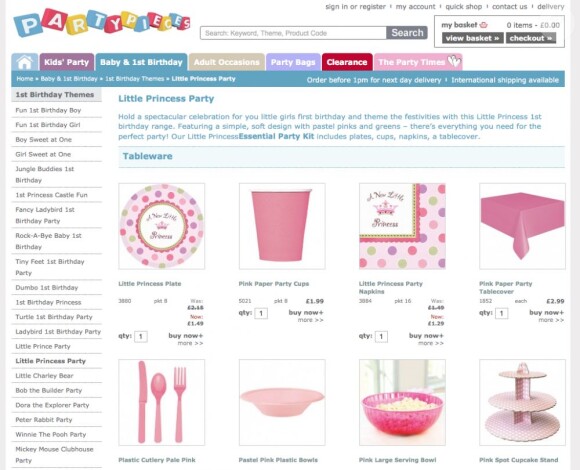 Le site Party Pieces, entreprise des parents de Kate Middleton, propose de nombreux articles de fêtes pour enfants, dont des kits "petit prince" et "petite princesse" qui sont apparus après l'annonce de la grossesse de la duchesse Catherine.