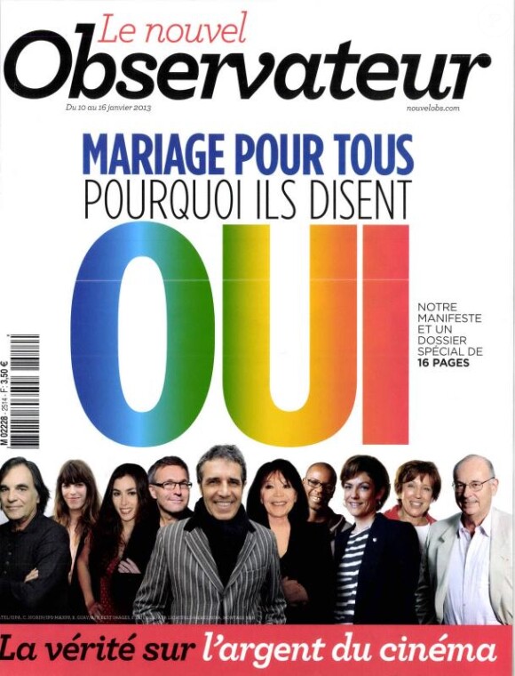 Couverture du Nouvel Observateur datant du 10 janvier 2013, en plein débat sur le "mariage pour tous".