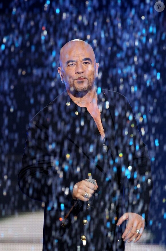 Pascal Obispo lors de l'enregistrement du prime 'Samedi soir on chante Goldman', diffusé le 19 janvier 2013 sur TF1