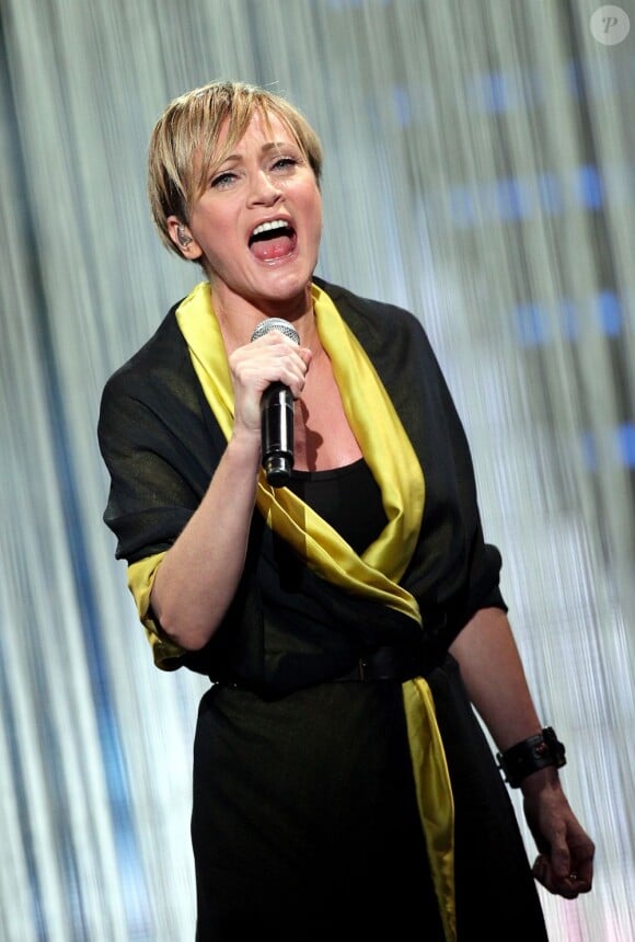 Patricia Kaas lors de l'enregistrement du prime 'Samedi soir on chante Goldman', diffusé le 19 janvier 2013 sur TF1