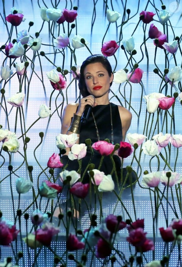 Natasha St-Pier lors de l'enregistrement du prime 'Samedi soir on chante Goldman', diffusé le 19 janvier 2013 sur TF1