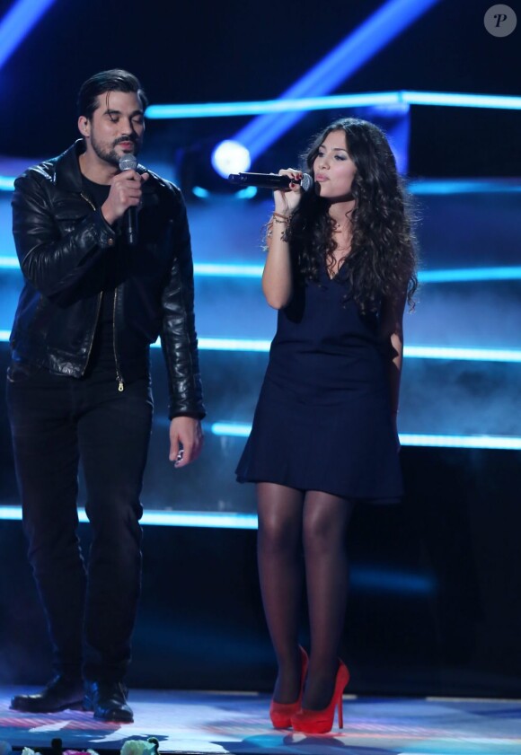 Judith lors de l'enregistrement du prime 'Samedi soir on chante Goldman', diffusé le 19 janvier 2013 sur TF1